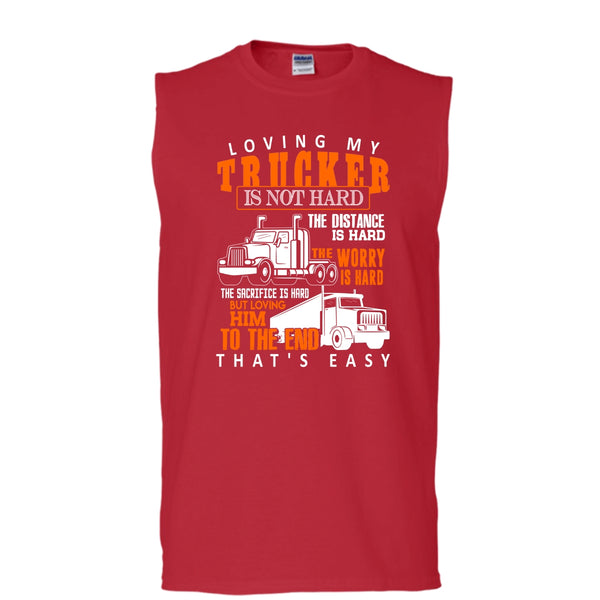 Loving My Trucker T Shirt, Gift For Trucker Tank Top (Men's Cotton Sleeveless)