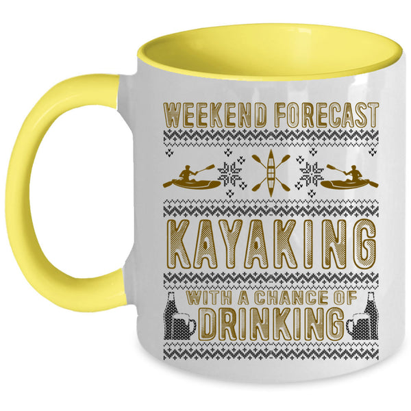 Outdoor Coffee Mug, Weekend Forecast Kayaking Accent Mug