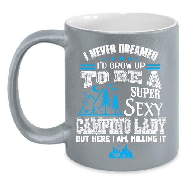 I'd Grow Up To Be A Camping Lady Coffee Mug, Cute Camping Lady Coffee Cup