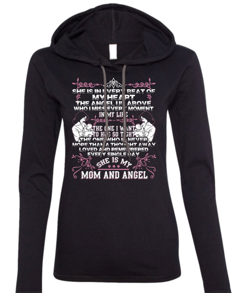 She Is My Mom And Angel T Shirt, I Love Mom T Shirt (Anvil Ladies Ringspun Hooded)
