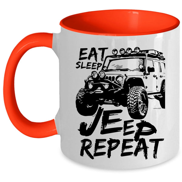 I Love Jeeps Coffee Mug, Eat Sleep Jeep Repeat Accent Mug