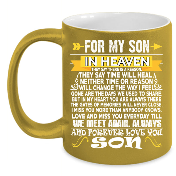 For My Son In Heaven Coffee Mug, Forever I Love My Son Coffee Cup