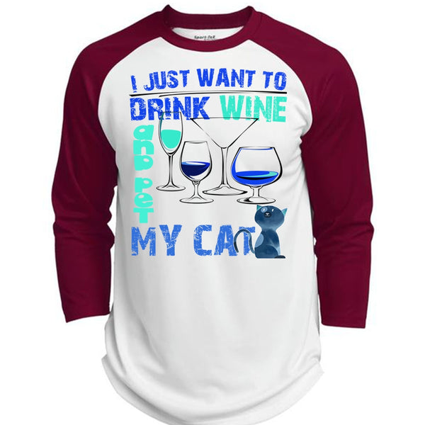 I Just Want To Drink Wine T Shirt, I Love My Cat T Shirt, Awesome T-Shirts  (Polyester Game Baseball Jersey)