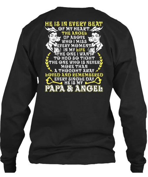 He Is In Every Beat Of My Heart T Shirt, Papa And Angel T Shirt