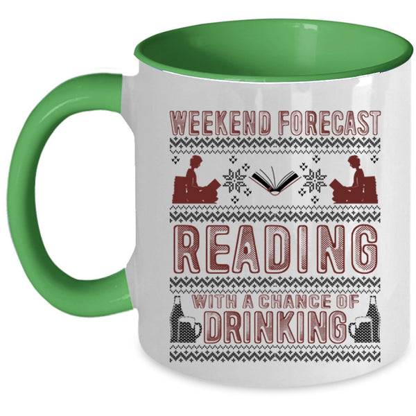Cute Book Reader Coffee Mug, Weekend Forecast Reading Accent Mug