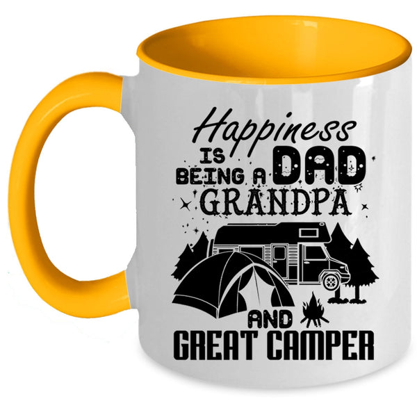 Grandpa And Great Camper Coffee Mug, Happiness Is Being A Dad Accent Mug