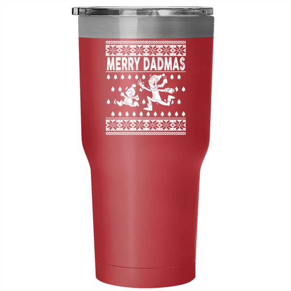 Merry Dadmas Tumbler 30 oz Stainless Steel, Christmas Gift For Dad Travel Mug