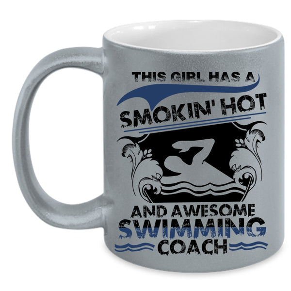 Cool Girls Coffee Mug, This Girl Has An Awesome Swimming Coach Accent Mug