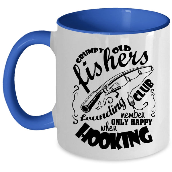Funny Fishing Coffee Mug, Grumpy Old Fishers Founding Club Accent Mug