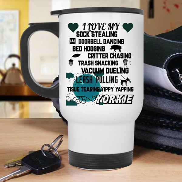 Cute Gift For Yorkie Owner Travel Mug, I Love My Yorkie Mug