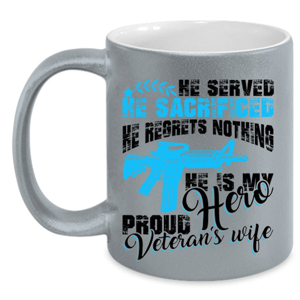 Cool Just Married Coffee Mug, Proud Veteran's Wife Accent Mug