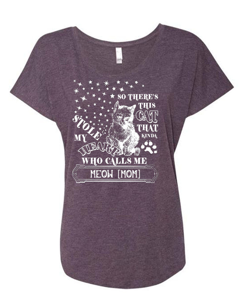 This Cat That Kinda Stole My Heart T Shirt, I Love Cats T Shirt, Cool Shirt (Ladies' Triblend Dolman Sleeve)