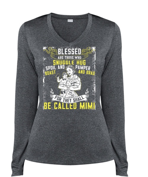They Shall Be Called Mimi T Shirt, Being A Mom T Shirt, Cool Shirt (Ladies LS Heather V-Neck)