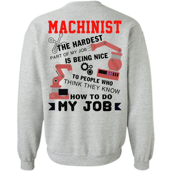 Being A Machinist T Shirt, Machinist The Hardest Part Of My Job Sweatshirt