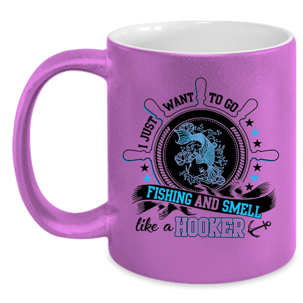 Funny Fisher Coffee Mug, I Just Want To Go Fishing Accent Mug
