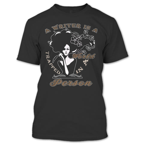 A black t-shirt with the shopify logo