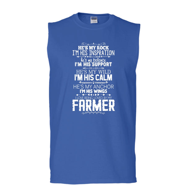 He Is My Rock T Shirt, I Love Being Loved By My Farmer T Shirt, Cool T Shirt (Men's Cotton Sleeveless)