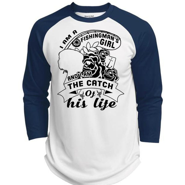 I Am A Fishingman's Girl And I Am The Catch Of His Life T Shirt, Love T Shirt  (Polyester Game Baseball Jersey)