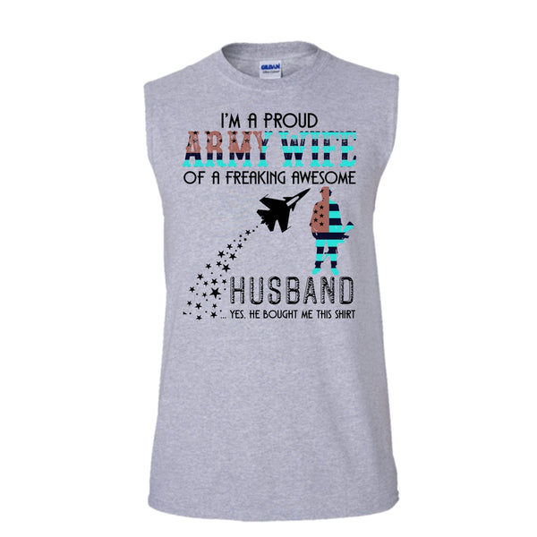 I'm A Proud Army Wife T Shirt, Coolest Army Wife T Shirt, Awesome t-shirts (Men's Cotton Sleeveless)