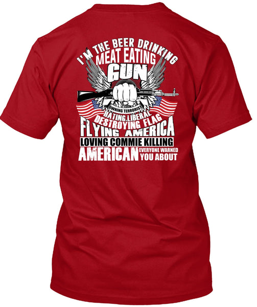 Meat Eating Gun T Shirt, Flying America T Shirt