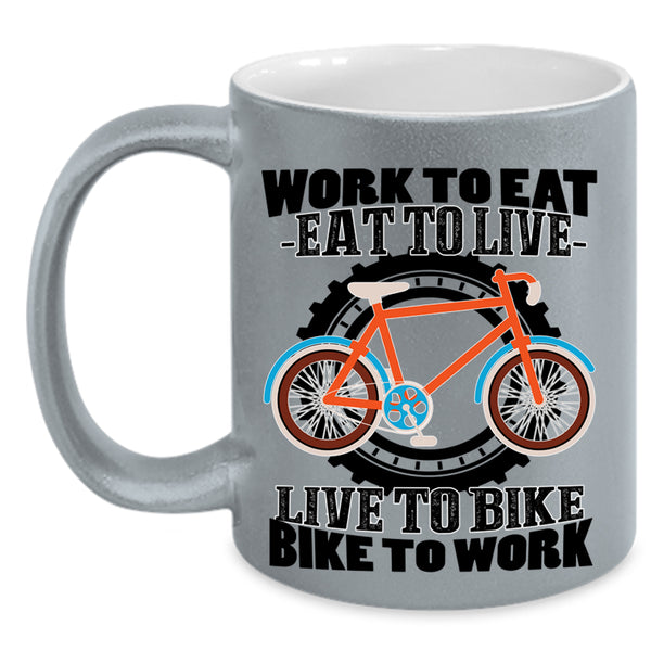 Bike To Work Coffee Mug, Live To Bike Accent Mug