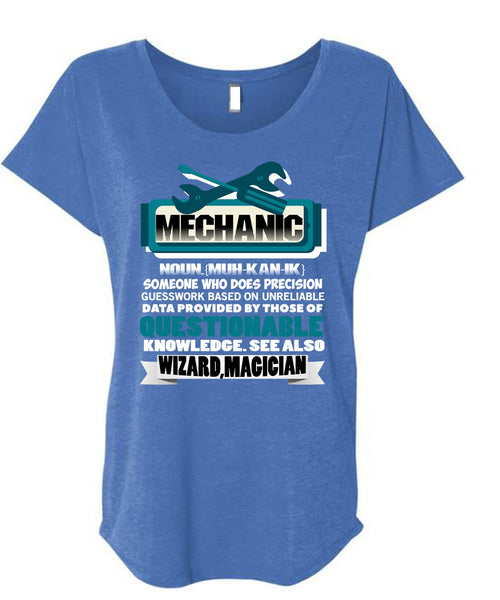 Being A Mechanic T Shirt, Wizard Magician T Shirt, Cool Shirt (Ladies' Triblend Dolman Sleeve)