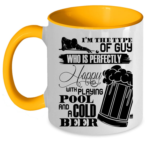 Cool Dad Coffee Mug, Happy With Playing Pool And A Cold Beer Accent Mug
