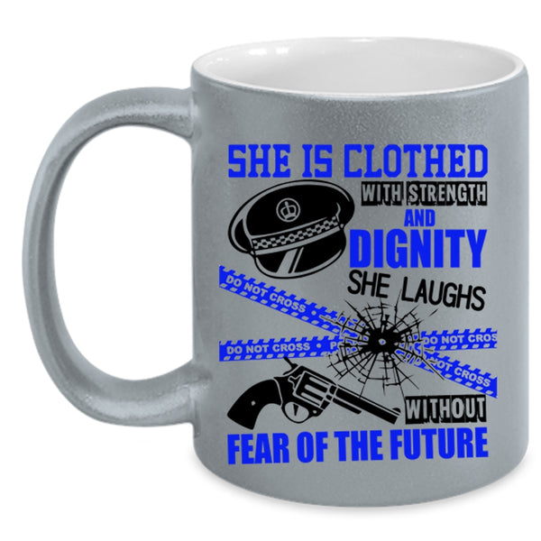 Female Policeman Coffee Mug, She Is Clothed With Strength Accent Mug
