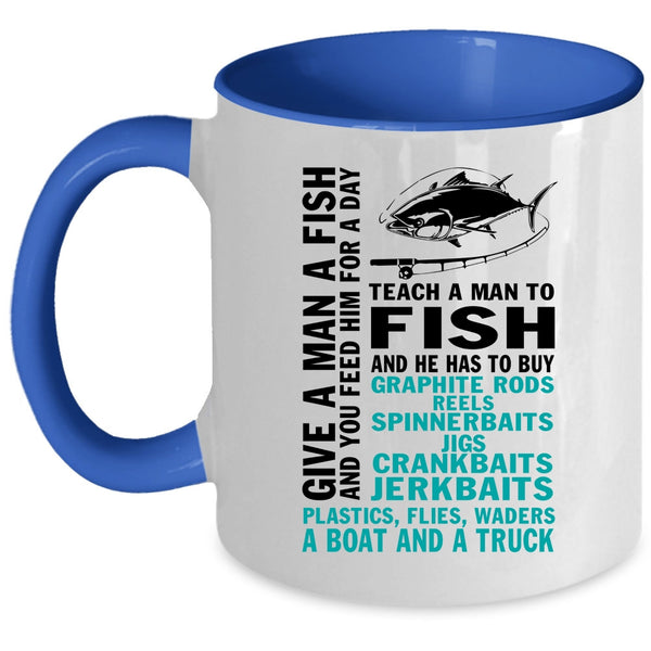Teach A Man To Fish Coffee Mug, Give A Man A Fish Accent Mug