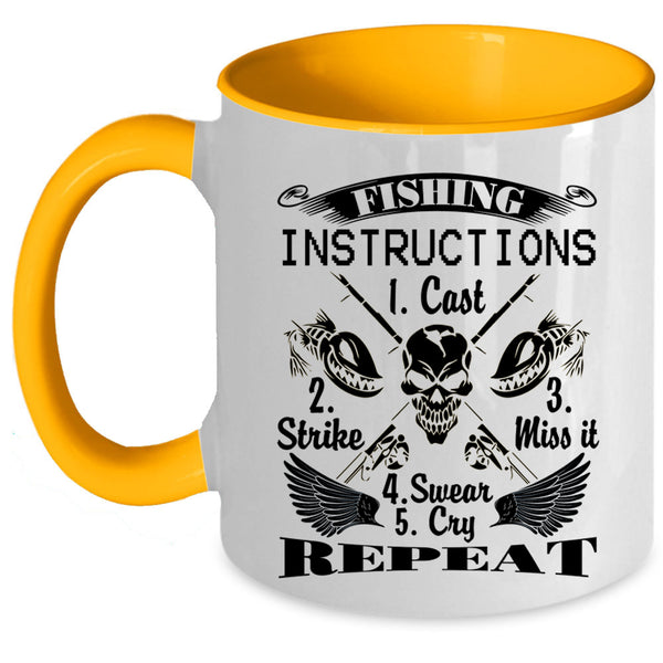 Cool Fisher Coffee Mug, Fishing Instructions Accent Mug