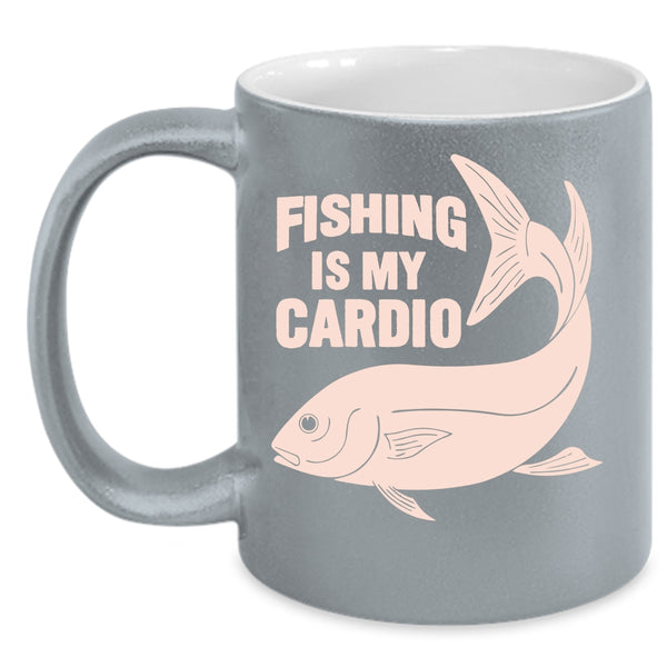 Fishing Is My Cardio Coffee Mug, Funny Gift For Fisher Coffee Cup