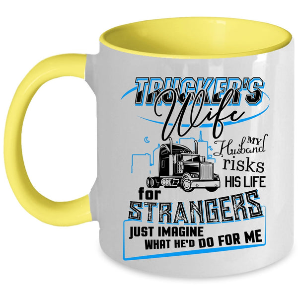 Beautiful Trucker's Wife Coffee Mug, Trucker's Wife Accent Mug