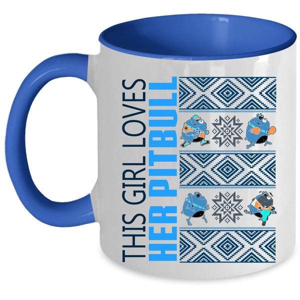 Cute Pit Bull Lover Coffee Mug, This Girl Loves Her Pitbull Accent Mug