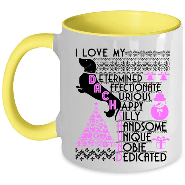 Cute Christmas Coffee Mug, I Love My Duchshund Accent Mug