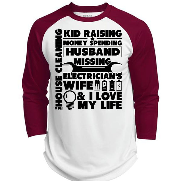 Electrician's Wife T Shirt, Spending Husband T Shirt, Awesome T-Shirts  (Polyester Game Baseball Jersey)