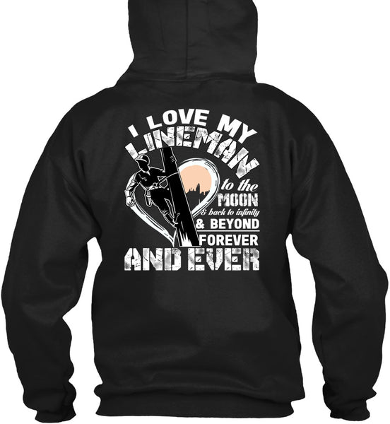I Love My Lineman T Shirt, Moon And Back T Shirt