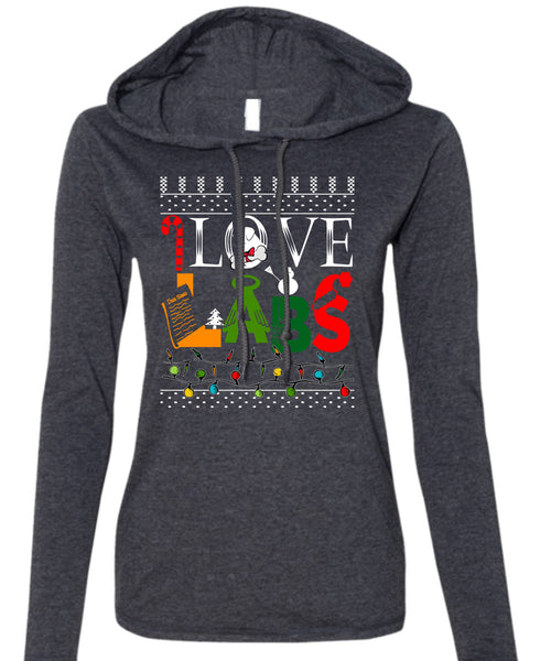 I Love Labs T Shirt, This Girl Loves Christmas T Shirt (Anvil Ladies Ringspun Hooded)
