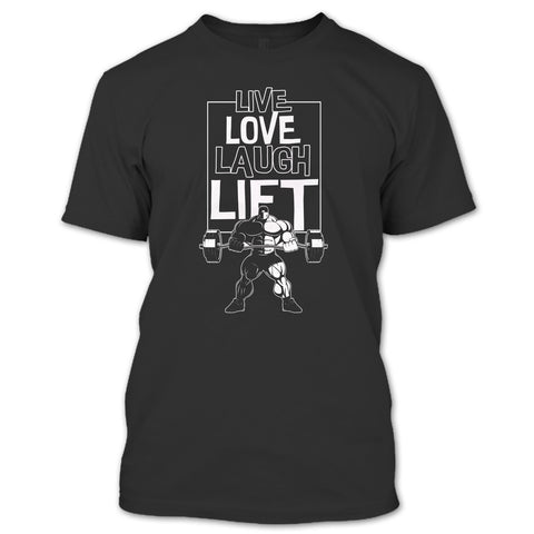 A black t-shirt with the shopify logo