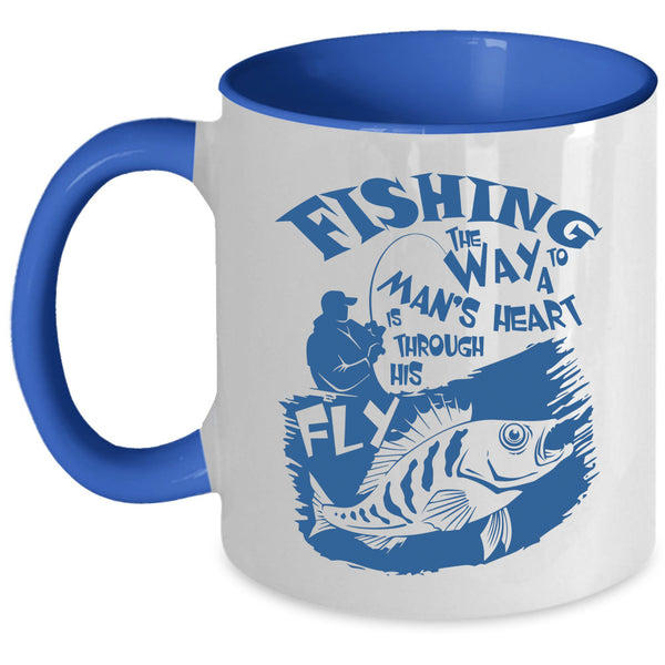 I Love Husband Coffee Mug, Fishing The Way To A Man's Heart Accent Mug