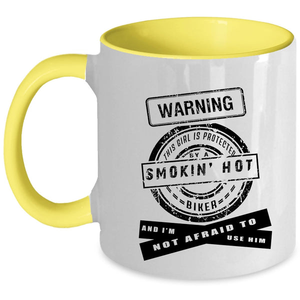 I Love Biker Coffee Mug, This Girl Is Protected By A Hot Biker Accent Mug