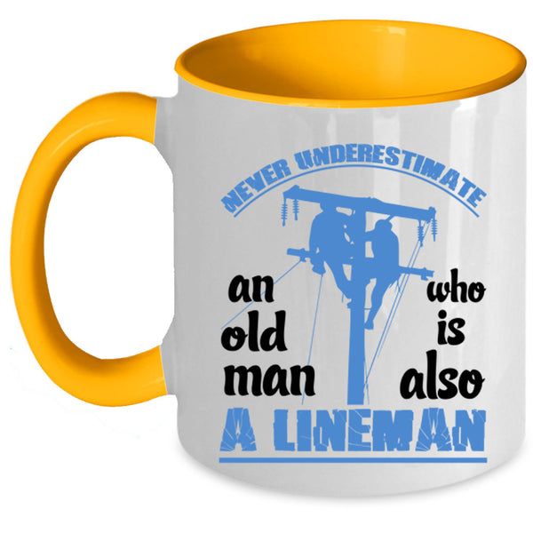 Awesome Grandpas Coffee Mug, Old Man Is A Lineman Accent Mug