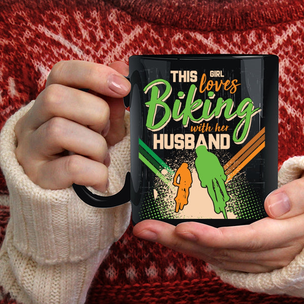 This Girl Loves Biking With Her Husband Coffee Mug, Cute Love Coffee Cup