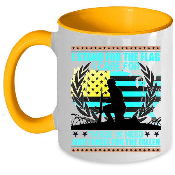 Cool American Flag Coffee Mug, I Stand For The Flag Accent Mug