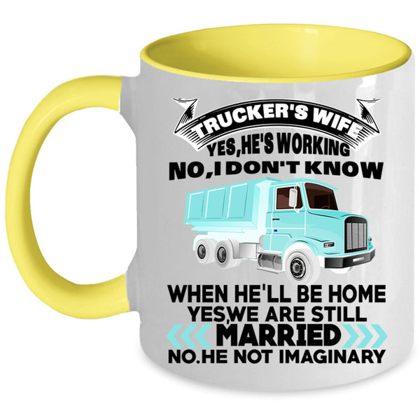 Cool Just Married Coffee Mug, Trucker's Wife Accent Mug