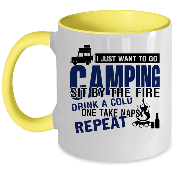 Sit By The Fire Coffee Mug, I Just Want To Go Camping Accent Mug