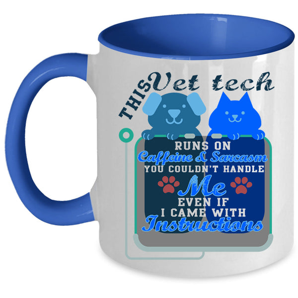 Cute Vet Tech Coffee Mug, This Vet Tech Runs On Caffeine Accent Mug