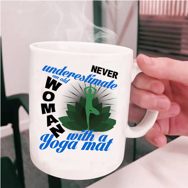 Awesome Grandma Coffee Mug, An Old Woman With A Yoga Mat Cup