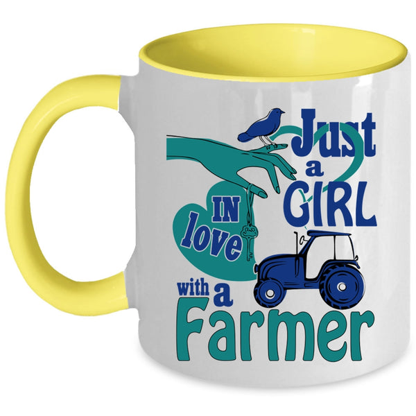 Cute Girls Coffee Mug, Just A Girl In Love With A Farmer Accent Mug