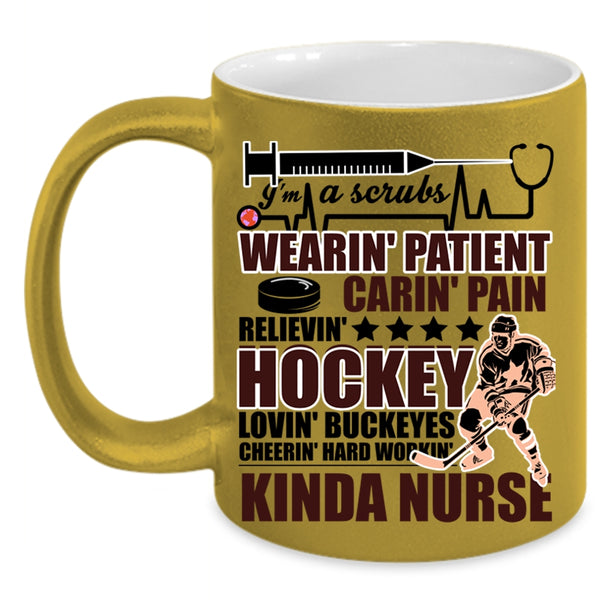 Hockey Loving Coffee Mug, I'm A Kinda Nurse Accent Mug