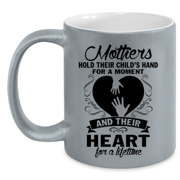 Mom And Kids Coffee Mug, Mothers Hold Their Child's Heart Accent Mug